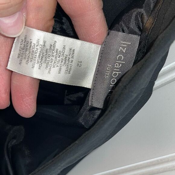 Liz Claiborne Suits Flat Front Pants Women’s 12 Black Lined Classic Slit Pocket - Picture 8 of 9